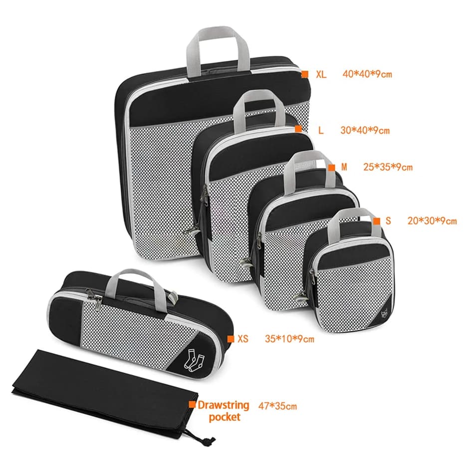 Compression Packing Cubes — 6-Piece Travel Organizer Set with Shoe Bag — view 8 of 8